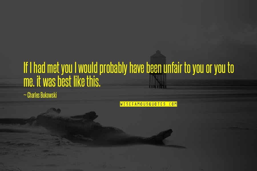 Best You Had Quotes By Charles Bukowski: If I had met you I would probably