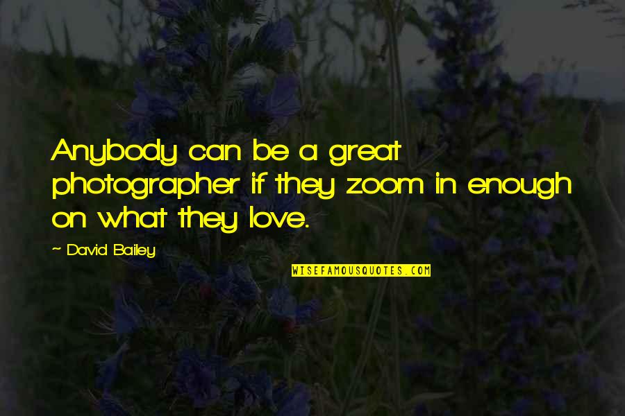 Best Zoom Quotes By David Bailey: Anybody can be a great photographer if they