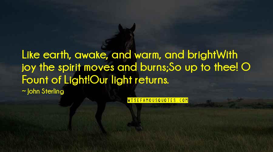 Bestandig Hunger Quotes By John Sterling: Like earth, awake, and warm, and brightWith joy Bestandig Hunger Quotes By John Sterling: Like earth, awake, and warm, and brightWith joy