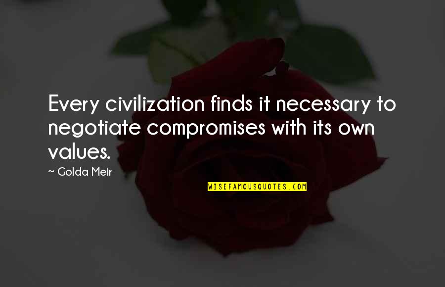 Bestirred Quotes By Golda Meir: Every civilization finds it necessary to negotiate compromises