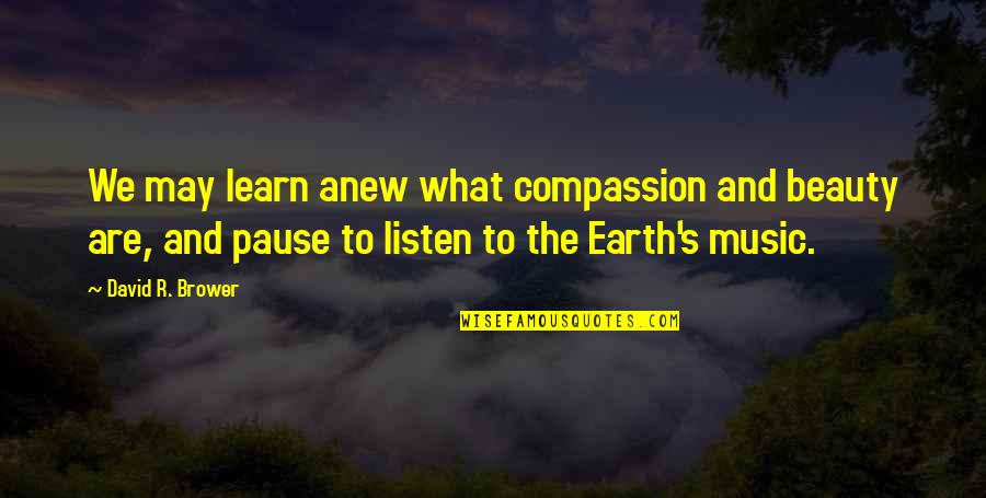 Betbeder Musique Quotes By David R. Brower: We may learn anew what compassion and beauty