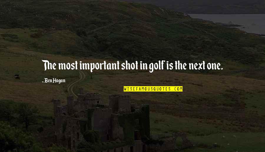 Betentacled Quotes By Ben Hogan: The most important shot in golf is the Betentacled Quotes By Ben Hogan: The most important shot in golf is the