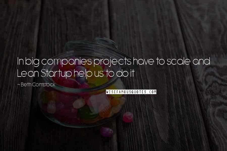 Beth Comstock quotes: In big companies projects have to scale and Lean Startup help us to do it