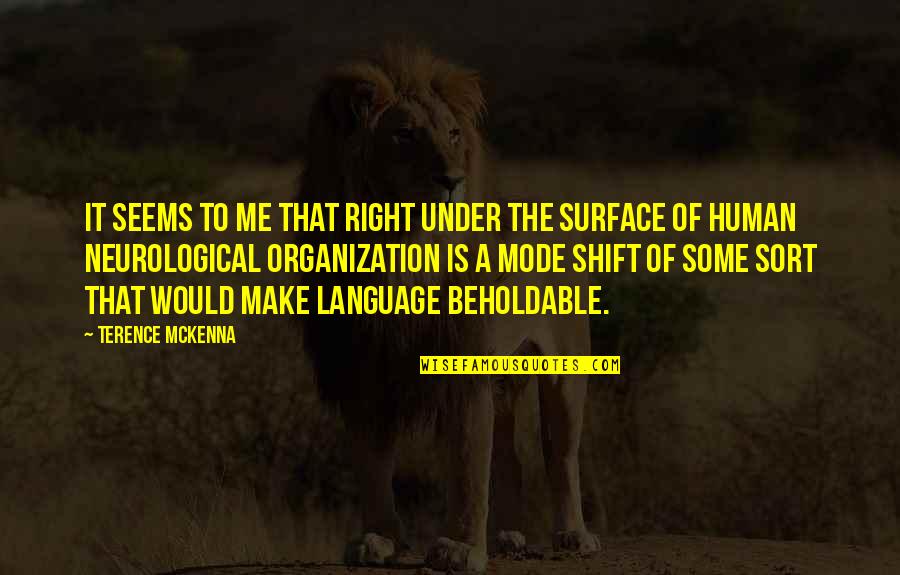 Beth Dutton Favorite Quotes By Terence McKenna: It seems to me that right under the Beth Dutton Favorite Quotes By Terence McKenna: It seems to me that right under the