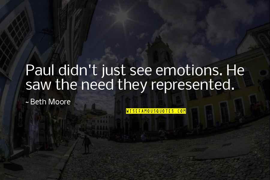 Beth Quotes By Beth Moore: Paul didn't just see emotions. He saw the