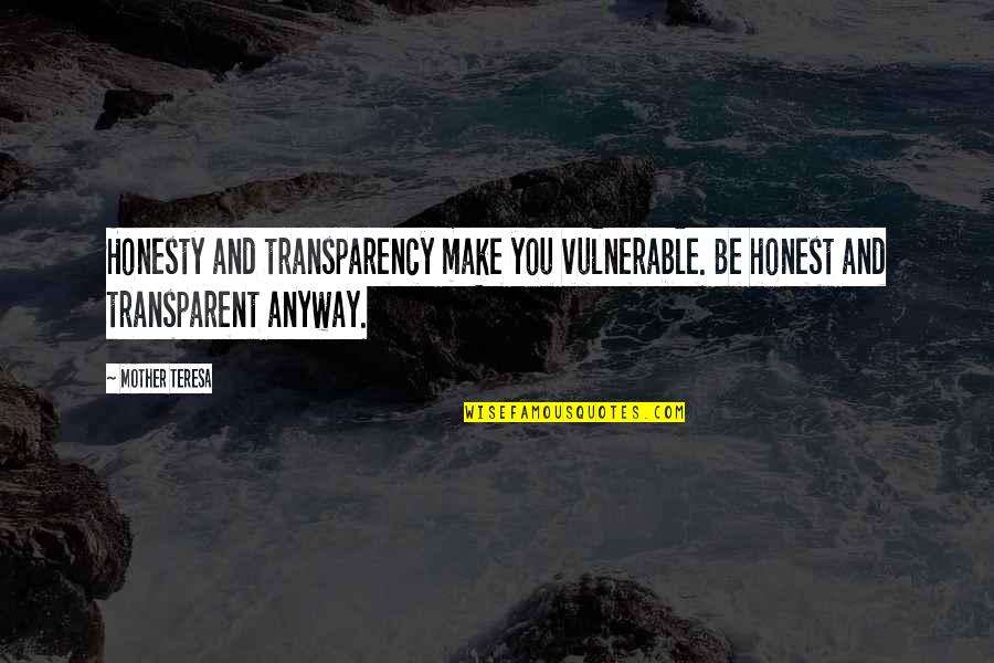 Bethtan26 Quotes By Mother Teresa: Honesty and transparency make you vulnerable. Be honest