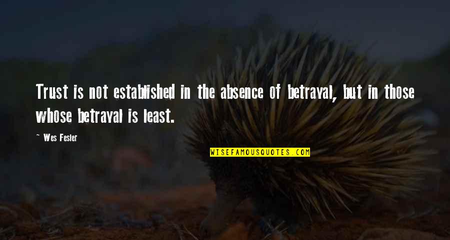 Betrayal Of Trust Quotes By Wes Fesler: Trust is not established in the absence of