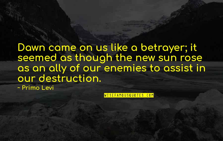 Betrayer Quotes By Primo Levi: Dawn came on us like a betrayer; it