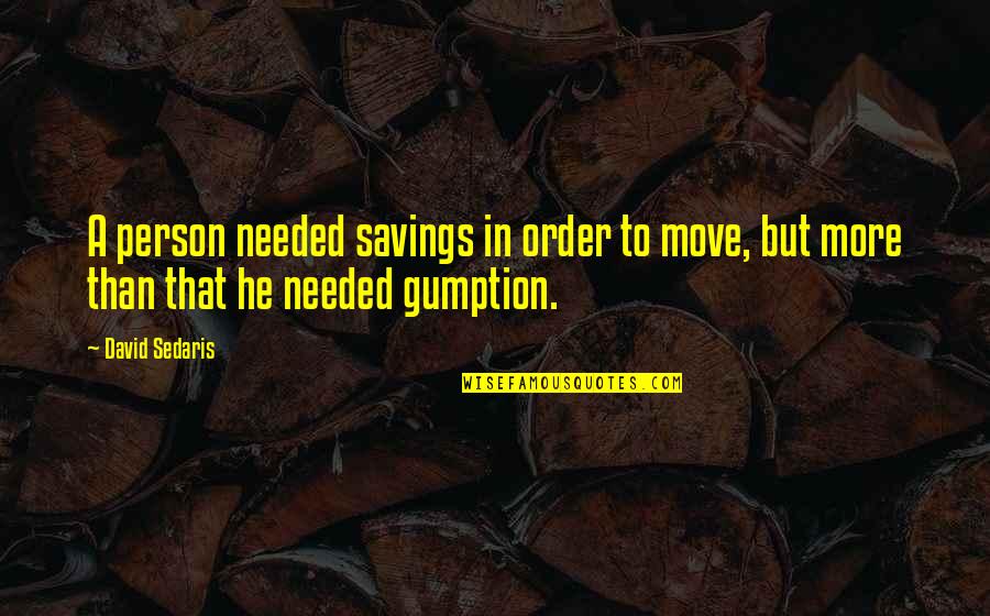 Betsabe Torres Quotes By David Sedaris: A person needed savings in order to move,