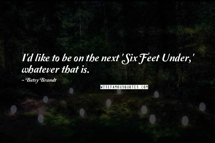 Betsy Brandt quotes: I'd like to be on the next 'Six Feet Under,' whatever that is.