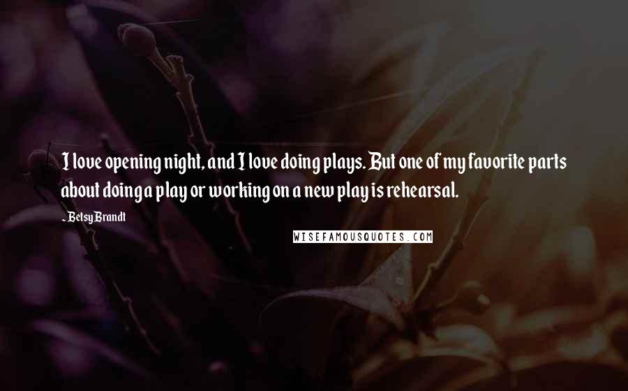 Betsy Brandt quotes: I love opening night, and I love doing plays. But one of my favorite parts about doing a play or working on a new play is rehearsal.