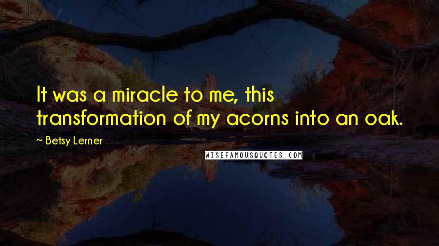 Betsy Lerner quotes: It was a miracle to me, this transformation of my acorns into an oak.