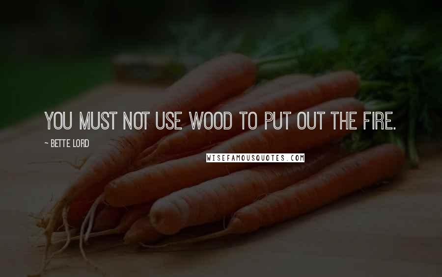Bette Lord quotes: You must not use wood to put out the fire.