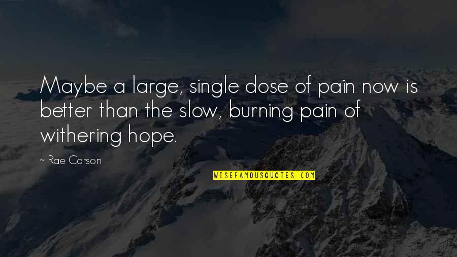 Better Be Single Quotes By Rae Carson: Maybe a large, single dose of pain now