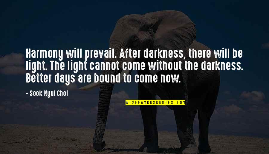 Better Days Are Yet To Come Quotes By Sook Nyul Choi: Harmony will prevail. After darkness, there will be