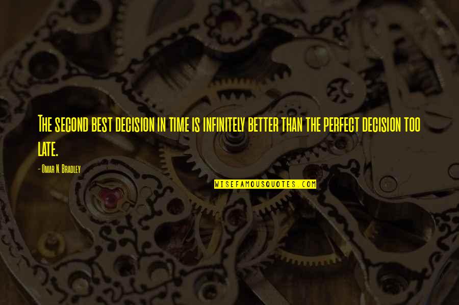 Better Decision Quotes By Omar N. Bradley: The second best decision in time is infinitely