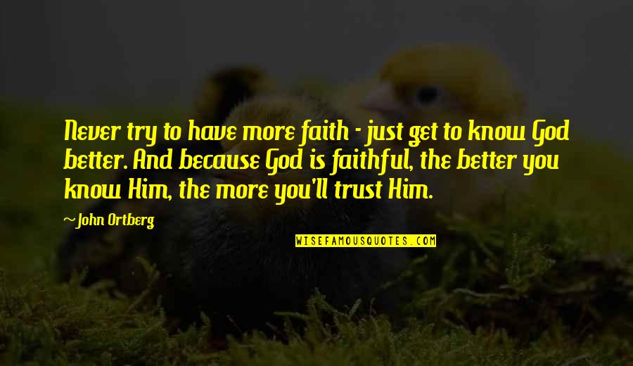 Better For Knowing You Quotes By John Ortberg: Never try to have more faith - just