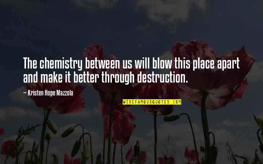 Better Off Apart Quotes By Kristen Hope Mazzola: The chemistry between us will blow this place