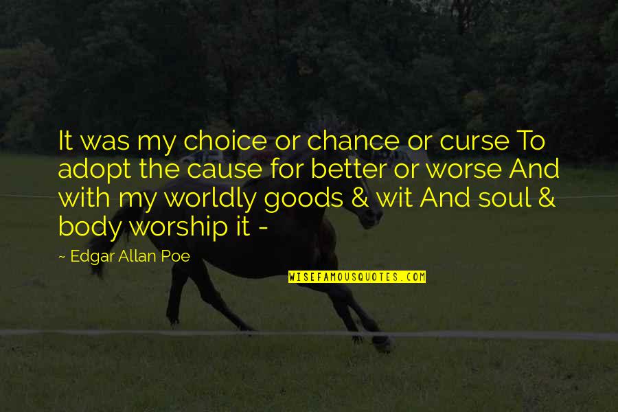 Better Or Worse Quotes By Edgar Allan Poe: It was my choice or chance or curse