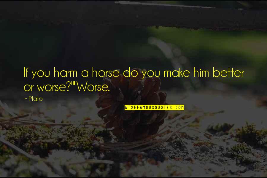 Better Or Worse Quotes By Plato: If you harm a horse do you make