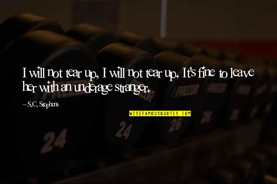 Better Regulation Quotes By S.C. Stephens: I will not tear up, I will not