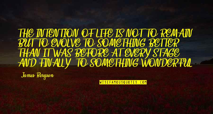 Better Than Before Quotes By James Bergson: THE INTENTION OF LIFE IS NOT TO REMAIN,