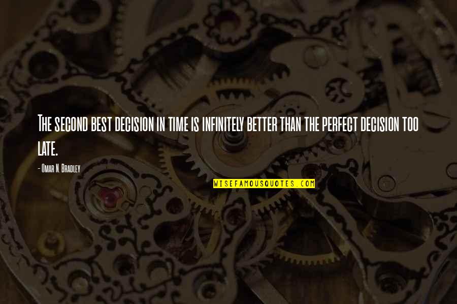 Better Than Late Quotes By Omar N. Bradley: The second best decision in time is infinitely