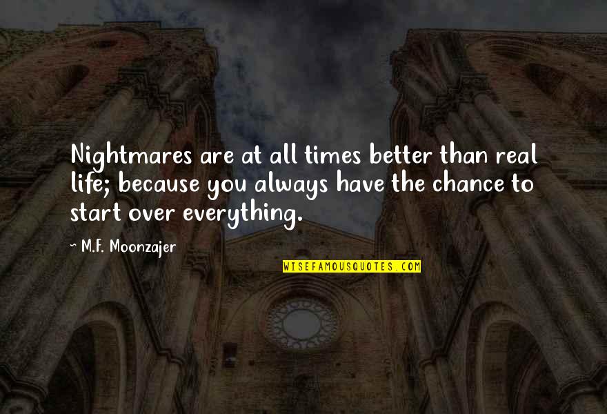 Better Than Life Quotes By M.F. Moonzajer: Nightmares are at all times better than real