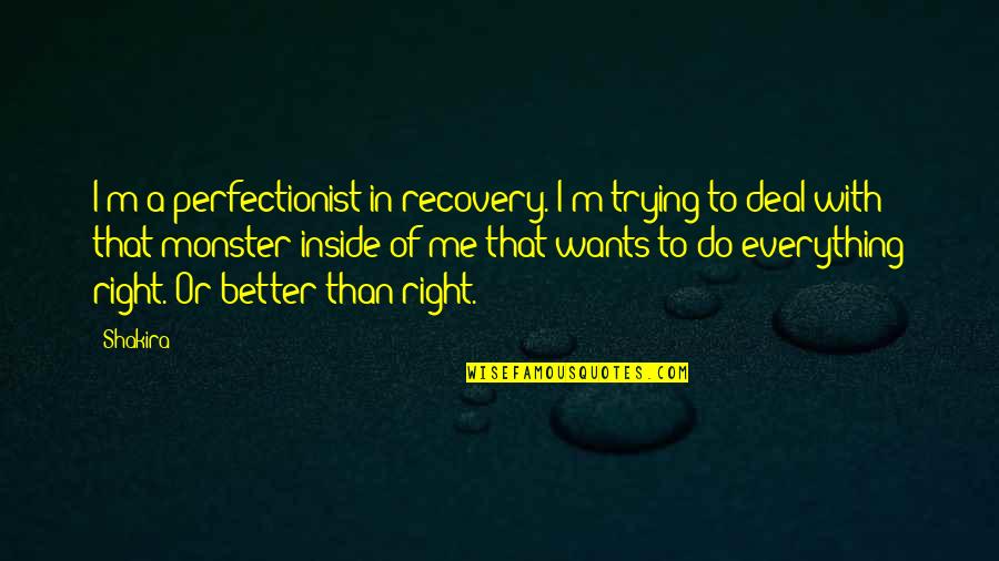 Better Than Me Quotes By Shakira: I'm a perfectionist in recovery. I'm trying to