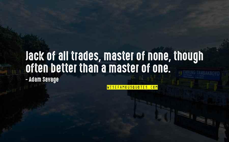 Better Than None Quotes By Adam Savage: Jack of all trades, master of none, though