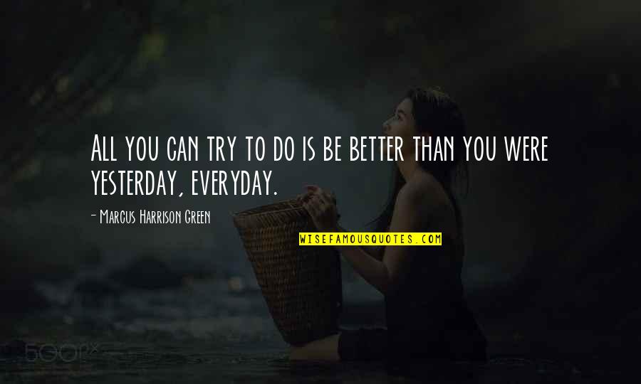 Better Than Yesterday Quotes By Marcus Harrison Green: All you can try to do is be