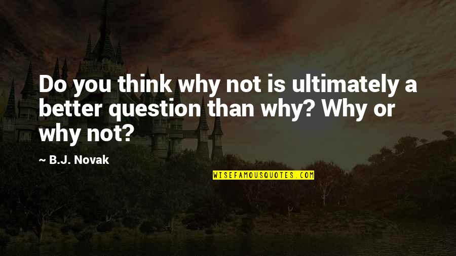 Better Than You Think Quotes By B.J. Novak: Do you think why not is ultimately a