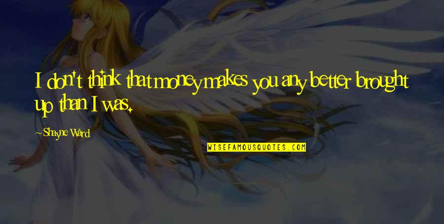 Better That Than Quotes By Shayne Ward: I don't think that money makes you any