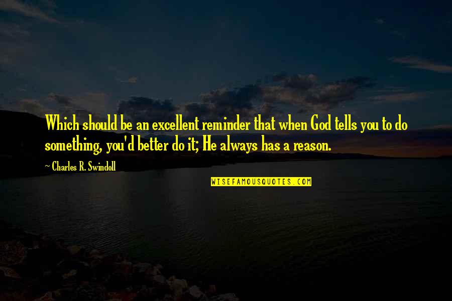 Better To Do Something Quotes By Charles R. Swindoll: Which should be an excellent reminder that when