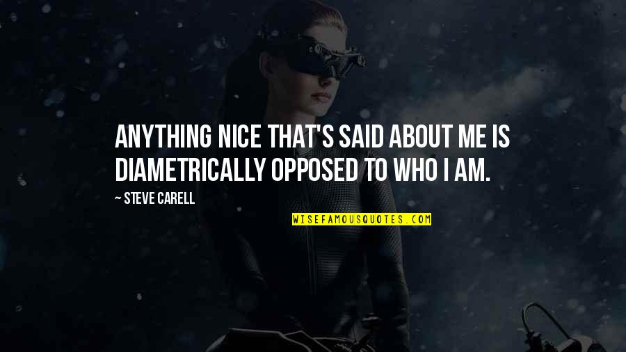 Better To Look Like A Fool Quote Quotes By Steve Carell: Anything nice that's said about me is diametrically