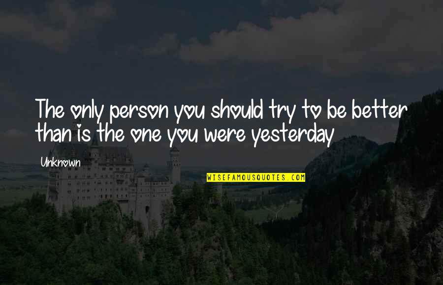 Better To Try Quotes By Unknown: The only person you should try to be