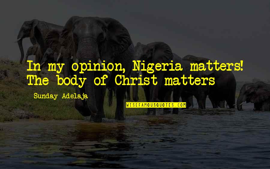 Betterment Related Quotes By Sunday Adelaja: In my opinion, Nigeria matters! The body of