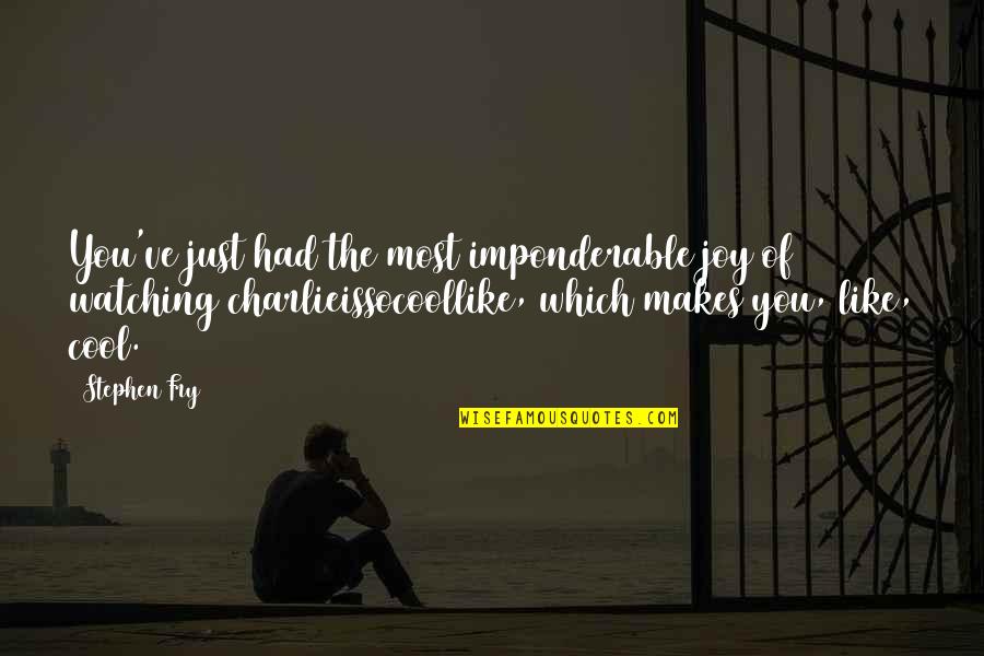 Betty Halbreich Quotes By Stephen Fry: You've just had the most imponderable joy of