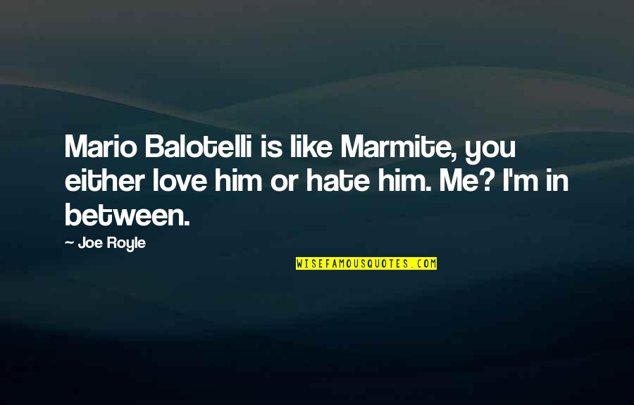 Between You And Me Love Quotes By Joe Royle: Mario Balotelli is like Marmite, you either love