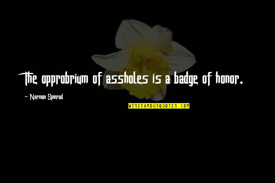 Beutler Meats Quotes By Norman Spinrad: The opprobrium of assholes is a badge of Beutler Meats Quotes By Norman Spinrad: The opprobrium of assholes is a badge of