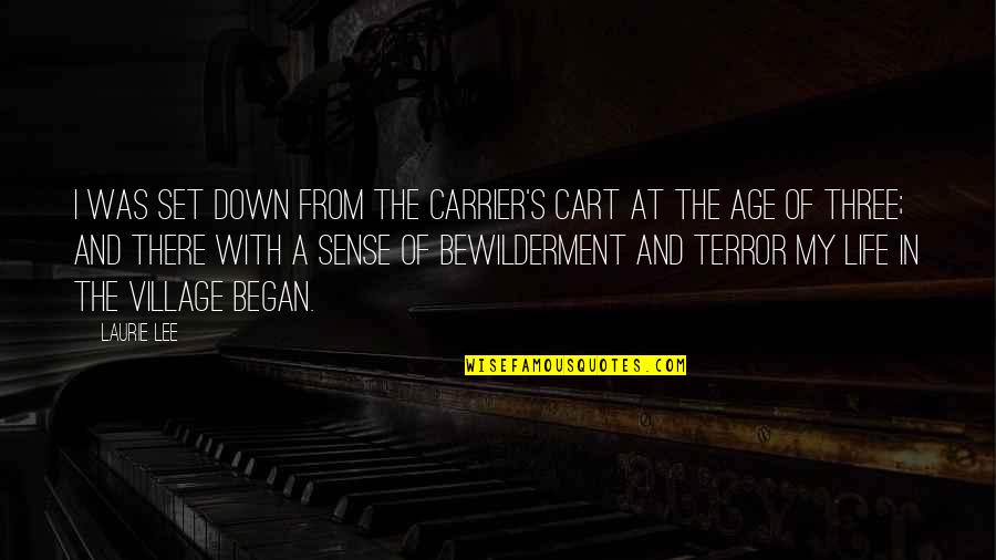 Bewilderment Quotes By Laurie Lee: I was set down from the carrier's cart