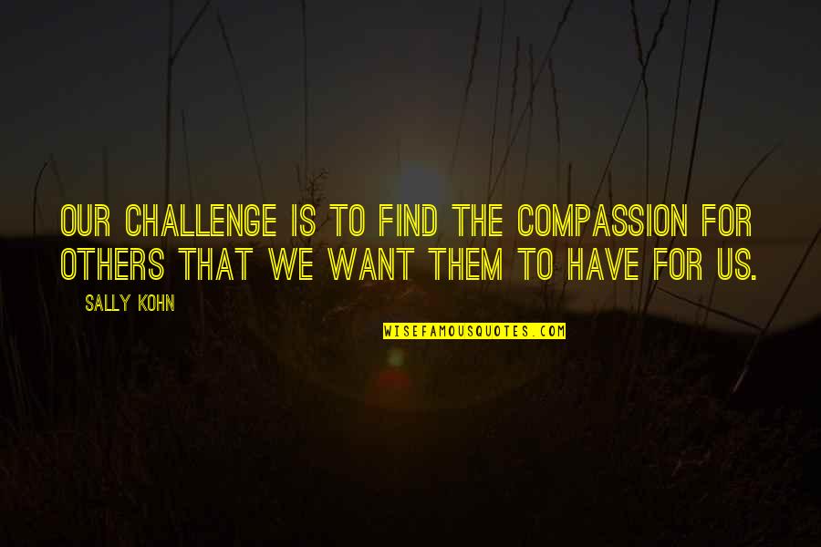 Bewusstsein Quotes By Sally Kohn: Our challenge is to find the compassion for