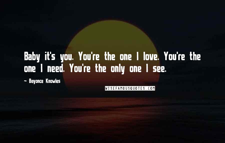 Beyonce Knowles quotes: Baby it's you. You're the one I love. You're the one I need. You're the only one I see.