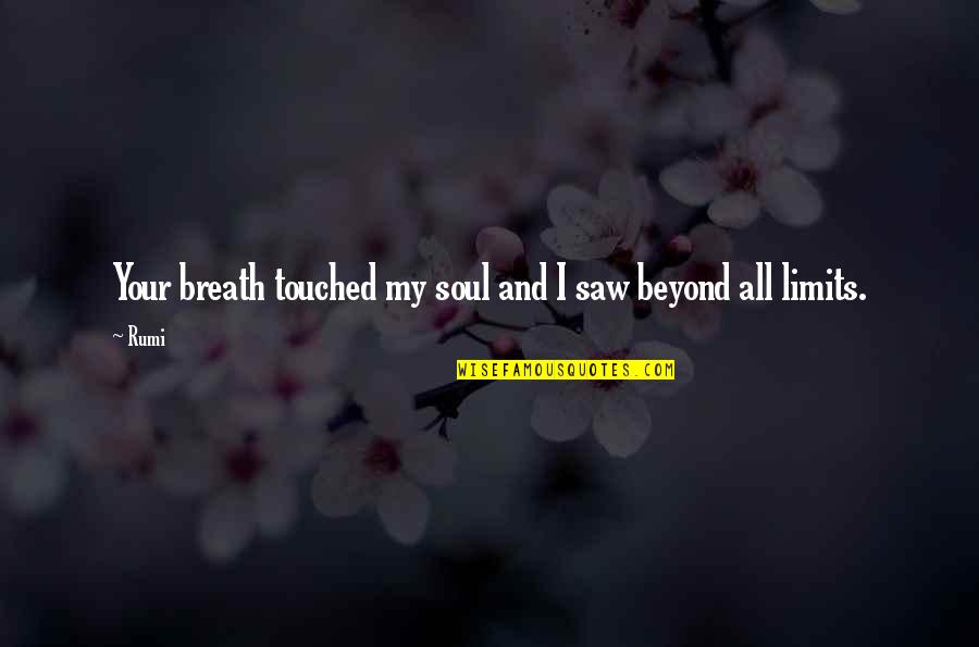 Beyond All Limits Quotes By Rumi: Your breath touched my soul and I saw