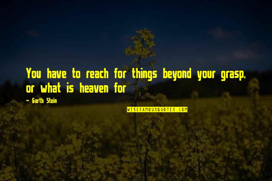 Beyond Reach Quotes By Garth Stein: You have to reach for things beyond your
