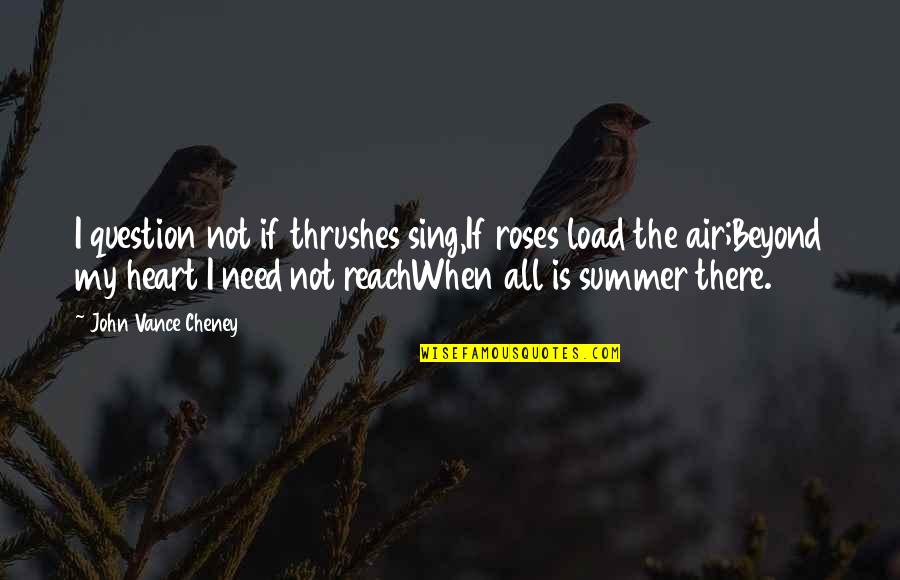 Beyond Reach Quotes By John Vance Cheney: I question not if thrushes sing,If roses load