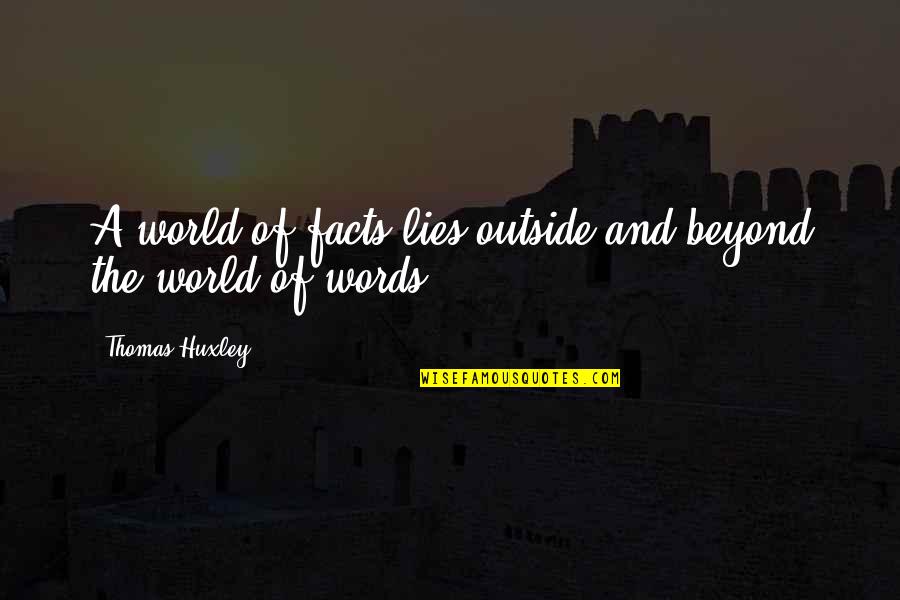 Beyond The Words Quotes By Thomas Huxley: A world of facts lies outside and beyond Beyond The Words Quotes By Thomas Huxley: A world of facts lies outside and beyond