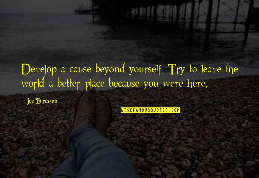 Beyond You Quotes By Joe Ehrmann: Develop a cause beyond yourself. Try to leave Beyond You Quotes By Joe Ehrmann: Develop a cause beyond yourself. Try to leave