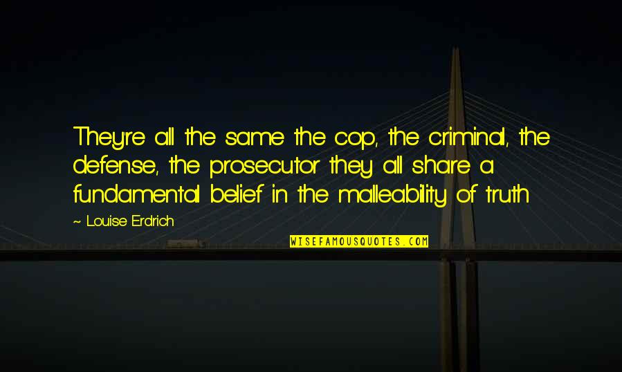 Bezzer Quotes By Louise Erdrich: They're all the same the cop, the criminal,