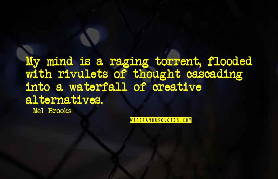 Bezzer Quotes By Mel Brooks: My mind is a raging torrent, flooded with